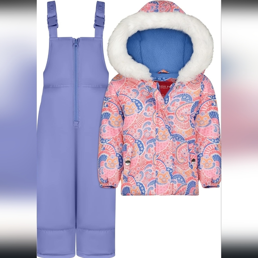 LONDON FOG Water Two-Piece Winter Snowsuit + Hooded Fleece Size 24 Monrhs
